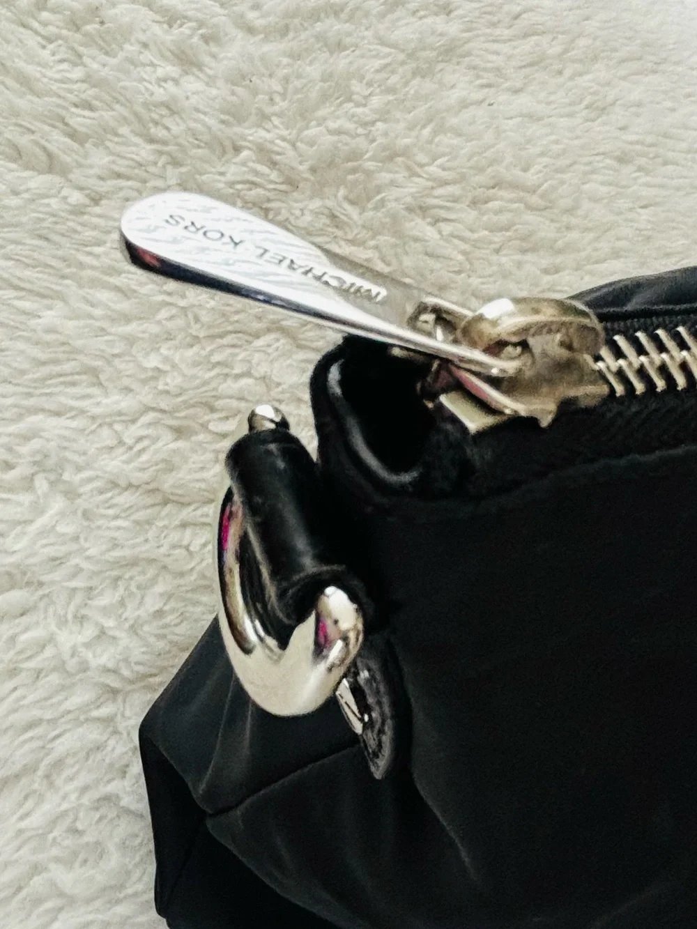 Michael Kors Black Tote with Croc-Trim Flap and Logo Lock